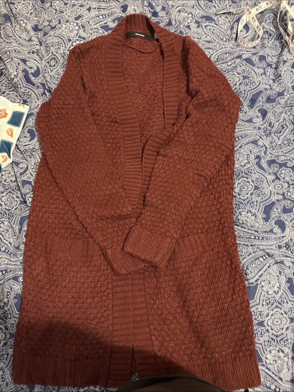 Vero Moda Open-Front Chunky Cardigan - Deep Rust